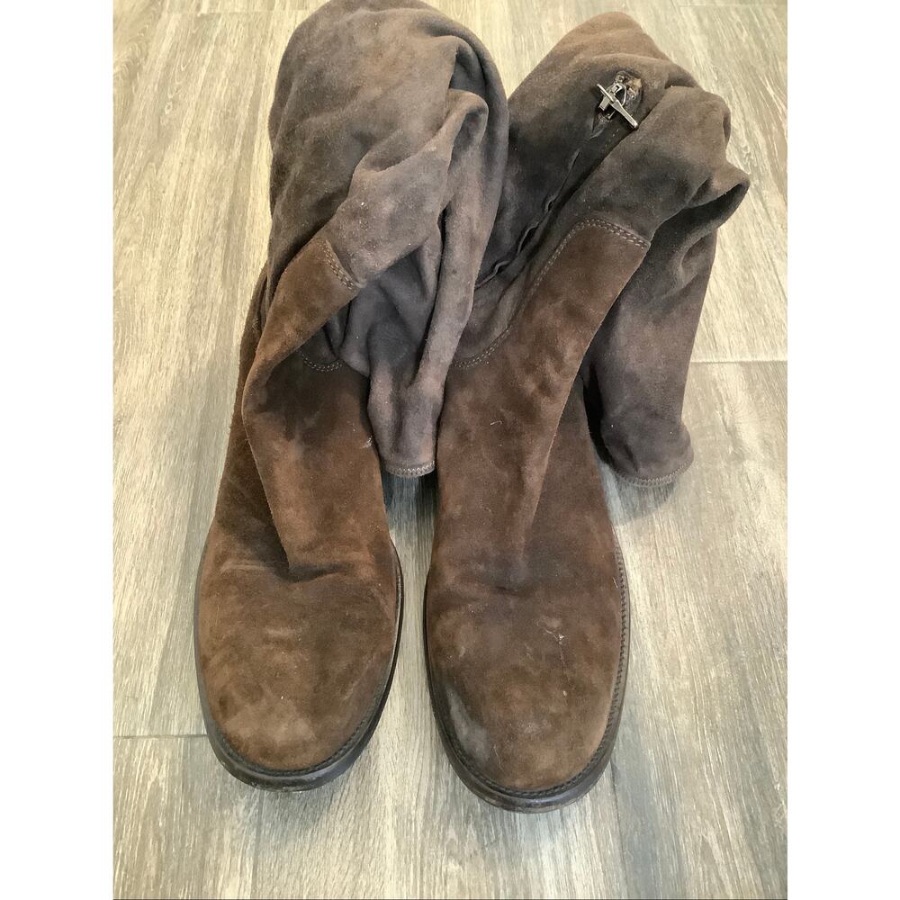 PRADA Women's 10 Vintage Brown Suede Knee High Tall Riding Boots Italy P8-9 - Picture 6 of 7